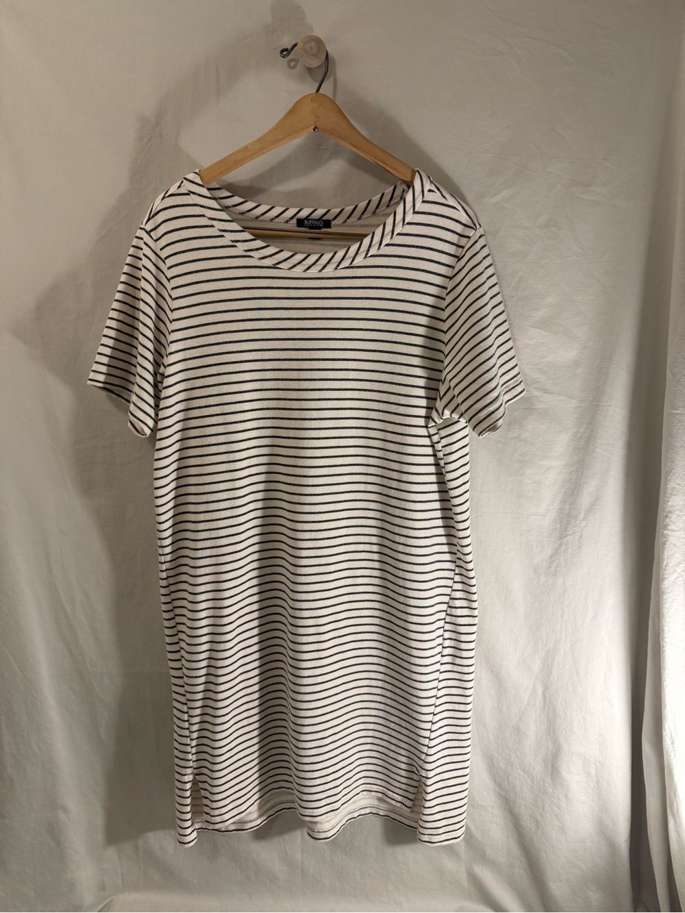 Buffalo David Bitton White and Black Striped Midi Dress